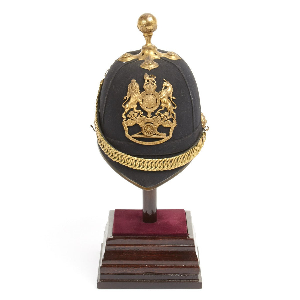 Original British Pre-WWI Royal Artillery Ball Top Blue Cloth Officer Helmet - Dated 1901 Original Items