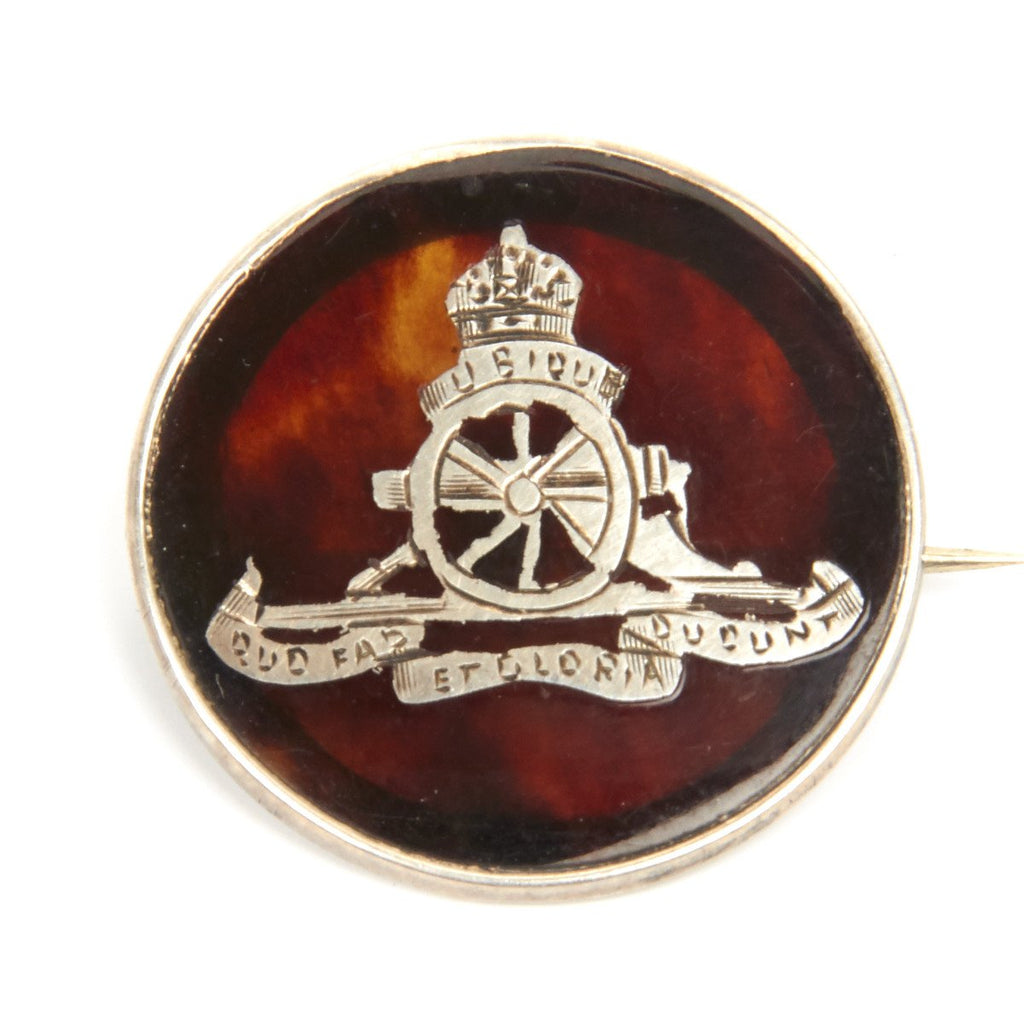 Original WWI British Royal Artillery Silver And Tortoise Shell Tie/Lapel Pin Original Items