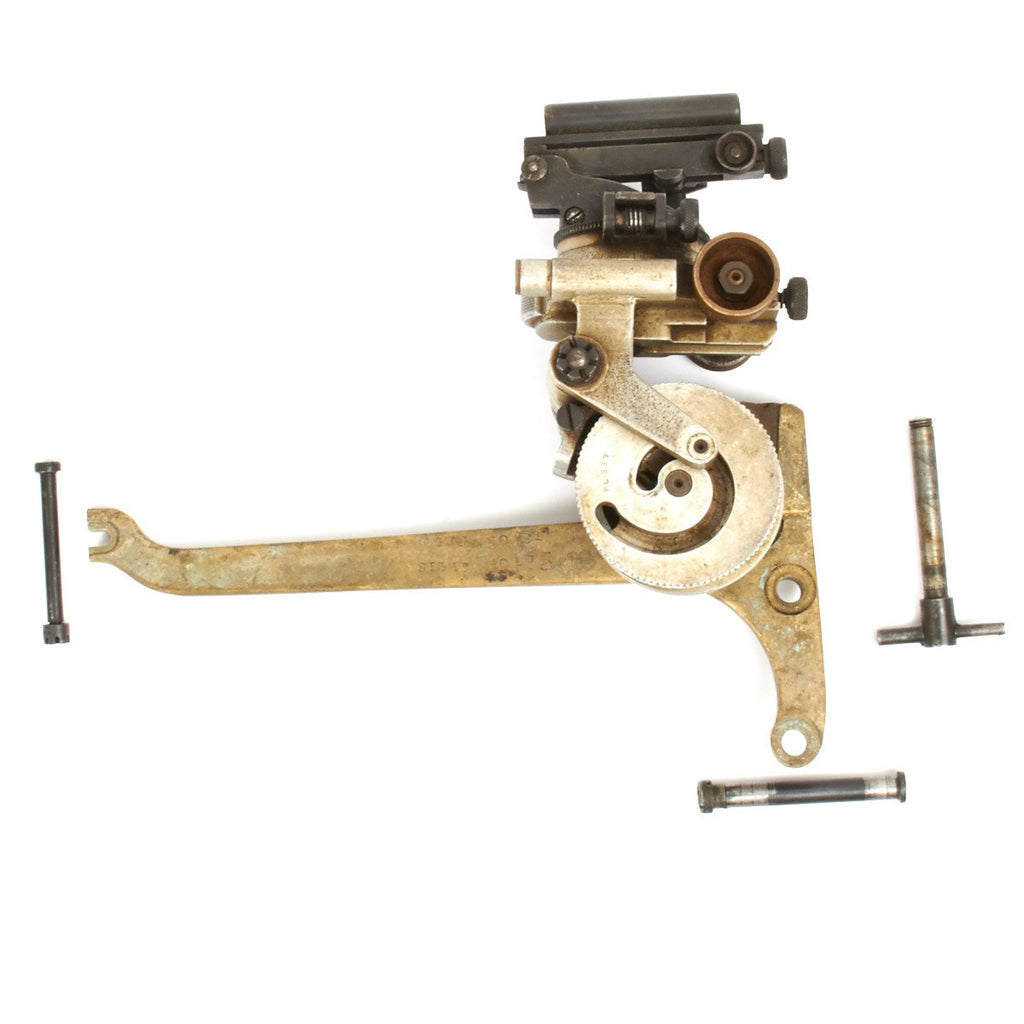 Original British WWII Vickers Machine Gun Dial Sight with Bronze Mounting Bracket and Attachment Pins Original Items