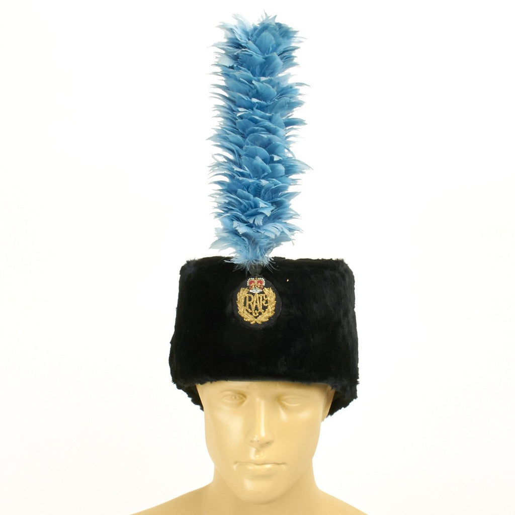 Original British Royal Air Force (RAF) Fur Busby with Blue Feather Plume Original Items