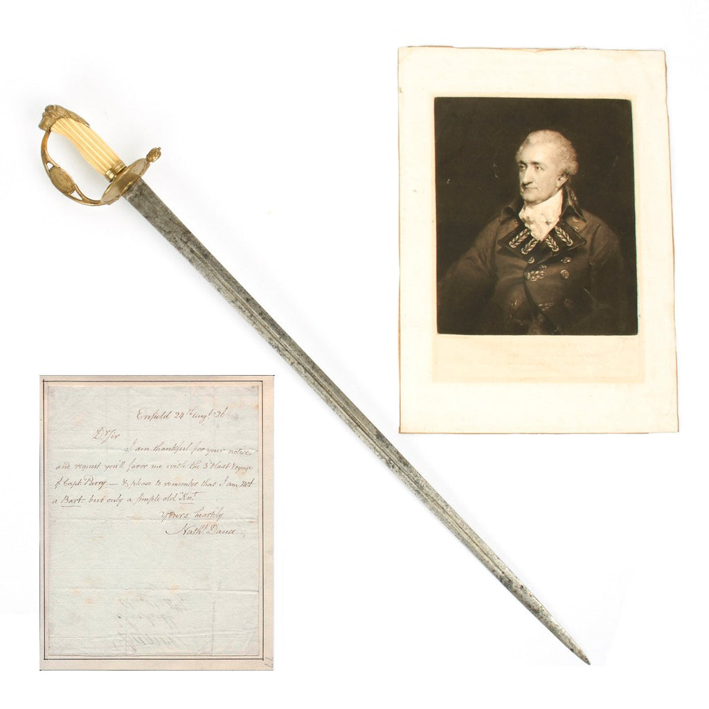 Original Honorable East India Company Grouping of Sir Nathaniel Dance - Named Sword, Signed Letter, Original Print Original Items
