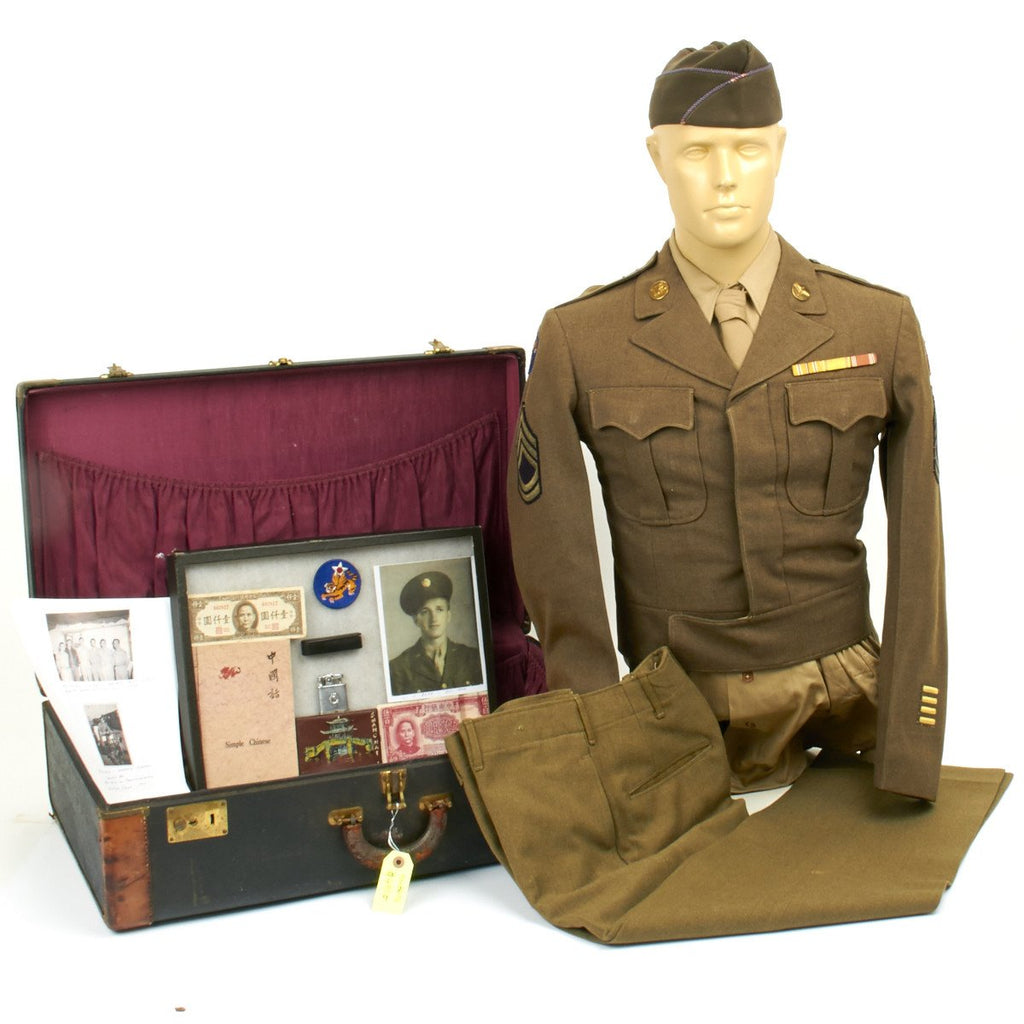 U.S. WWII Army Air Force Flying Tigers Named Large Grouping in Suit Case Original Items