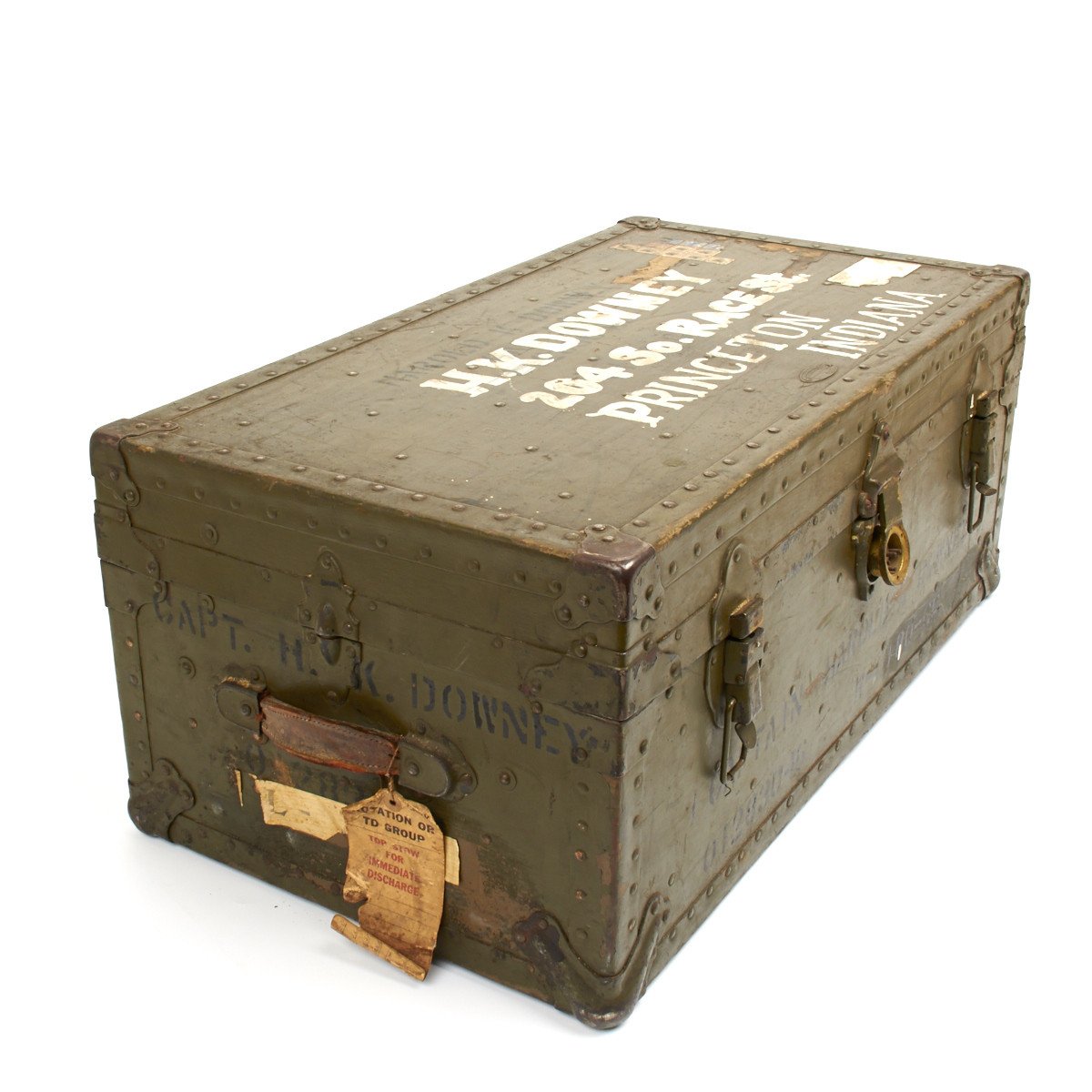 1942 WWII American Hardware Army Footlocker Allentown PA Portable Wood