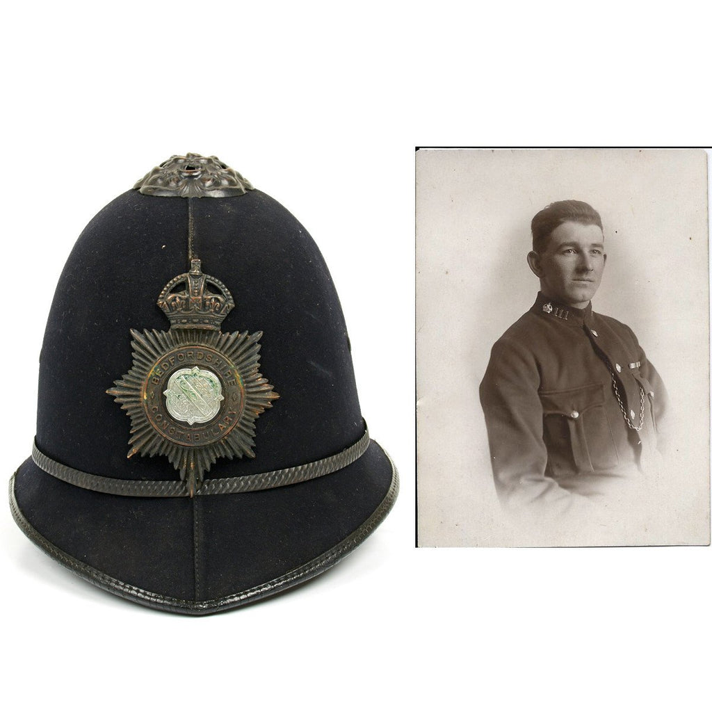 Original British WWII Police Bobby Black Blitz Named Helmet - Dated 1941 Original Items