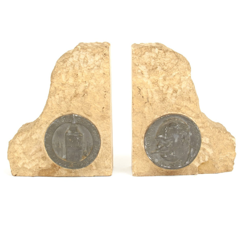 Original British 1941 WWII Houses of Parliament Stone Bookends from Air Raid Damage Original Items