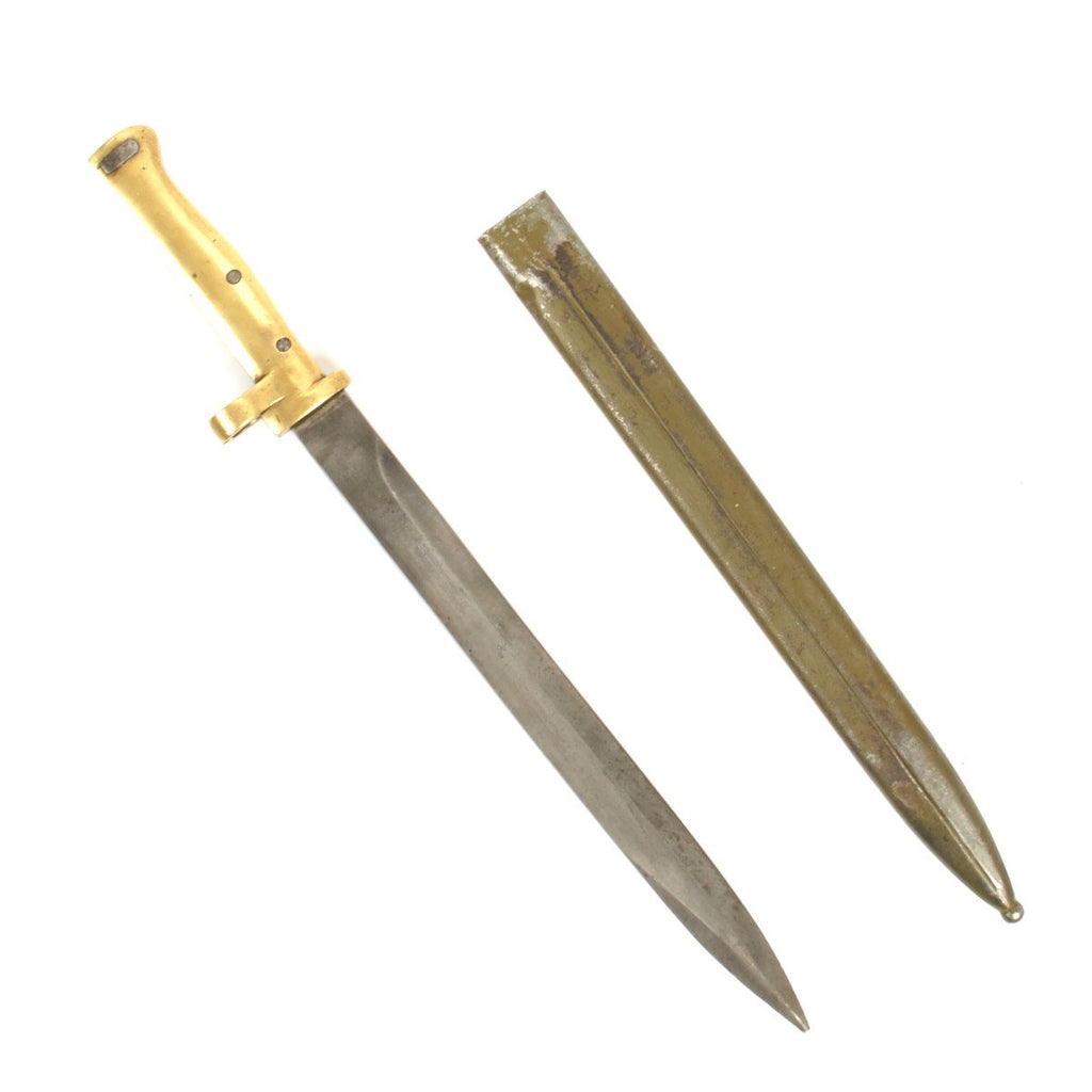 Original German WWI Brass Hilt Full Length Ersatz Bayonet with Scabbard Original Items