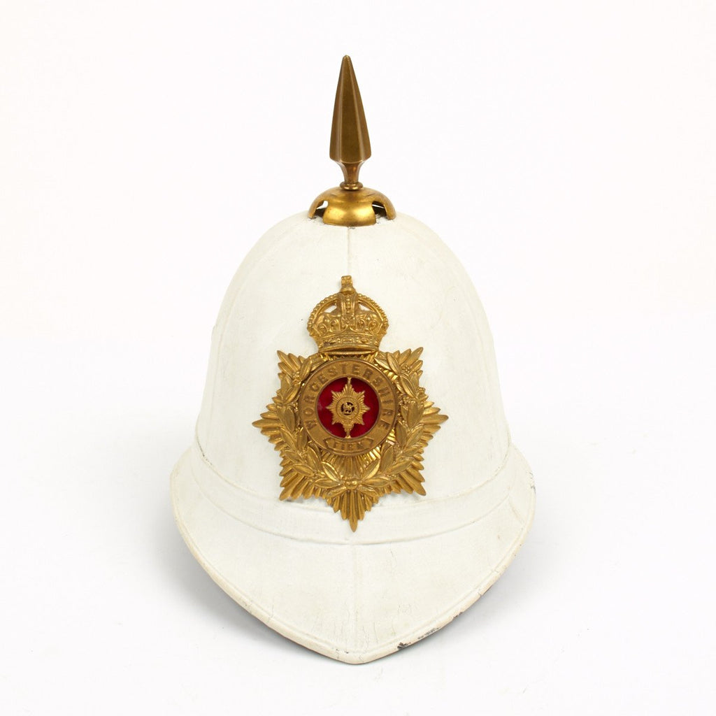 Original British Worcestershire Regiment White Spiked Pith Helmet Circa 1903 Original Items