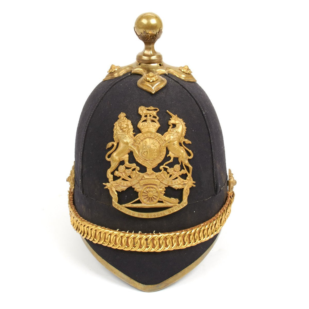 Original British Pre-WWI Royal Artillery Blue Cloth Officer Helmet by Robinson & Steele Original Items
