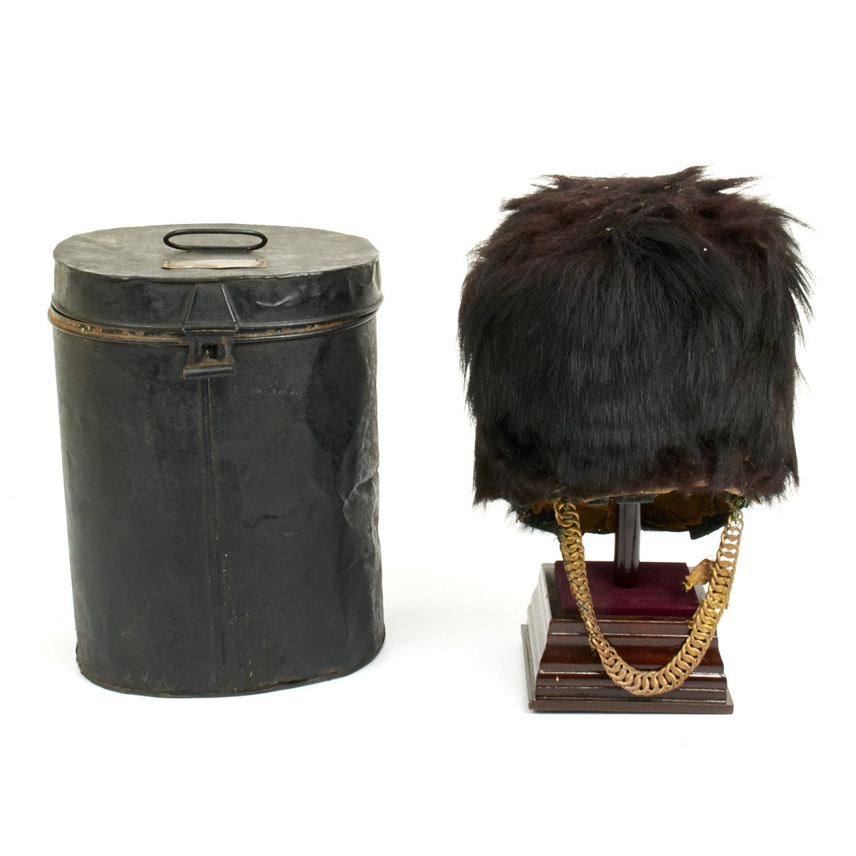 Original British Victorian Named Busby Helmet with Tin - 104th