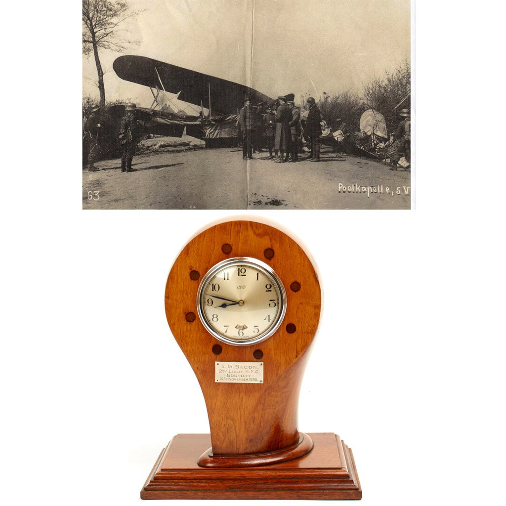 Original British WWI Royal Flying Corps Airplane Propeller Clock Named and Dated 1916 Original Items