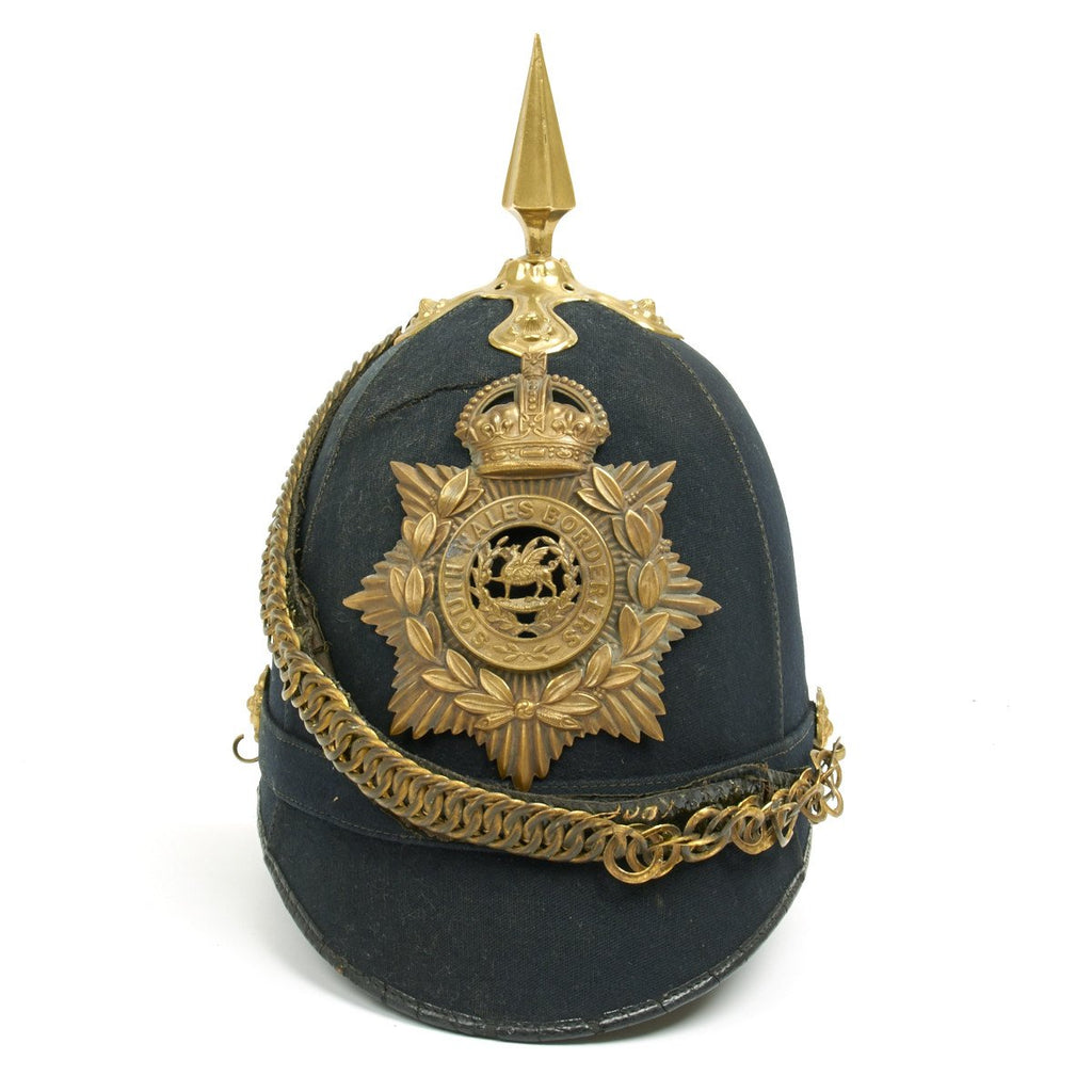 Original British South Wales Borders 24th of Foot Blue Cloth Helmet - Circa 1901 Original Items