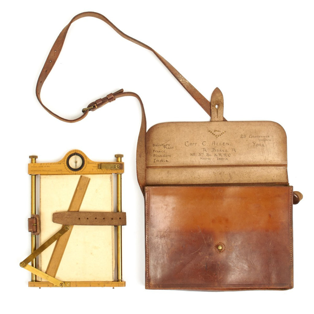 Original British WWI Royal Flying Corp Named Officer Sketching Board with Compass with Leather Case - Verner's Patent Original Items