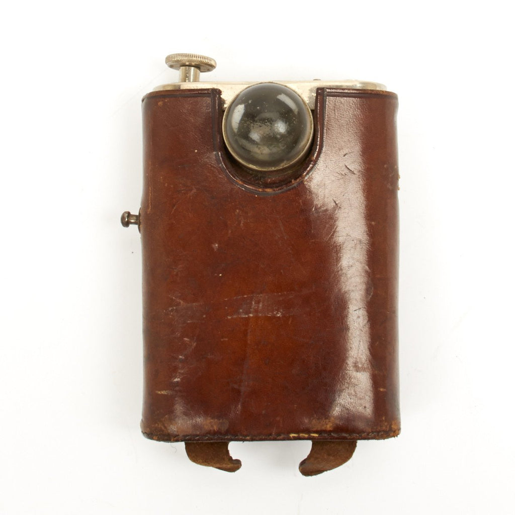 Original British WWI Officer Orilux Trench Torch Flashlight in Leather Carrier Original Items