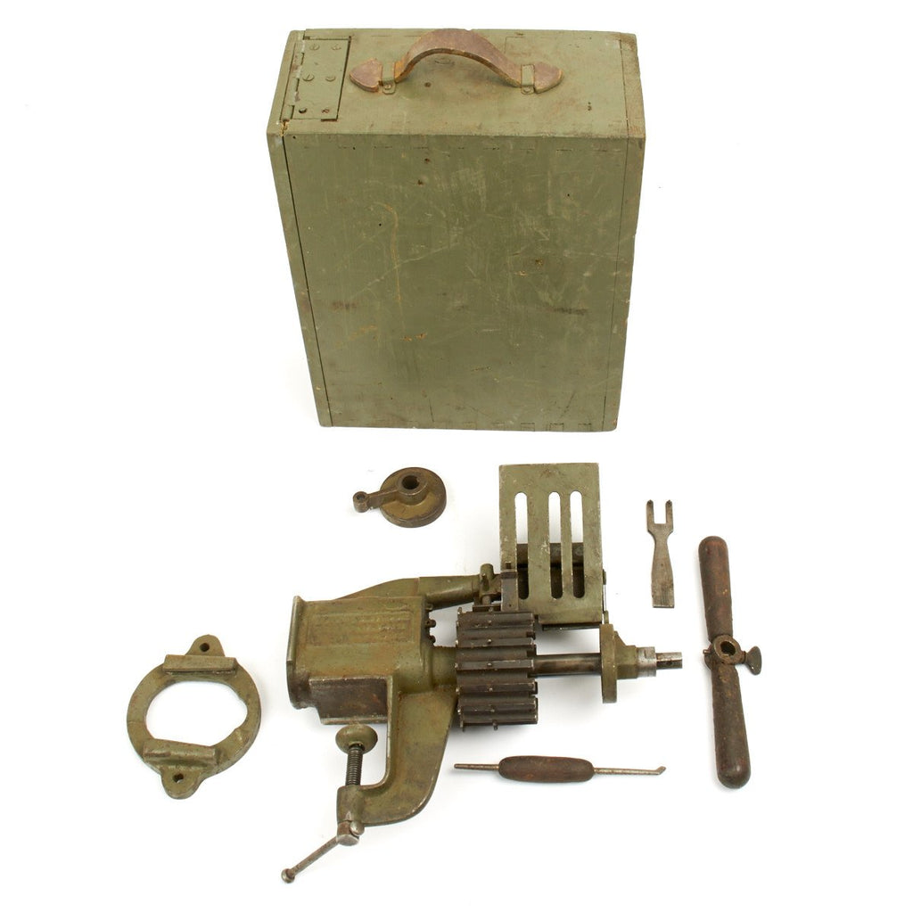 Original German WWI Maxim MG 08 MG 08/15 Ammunition Belt Loader and Winder in Transit Chest Original Items