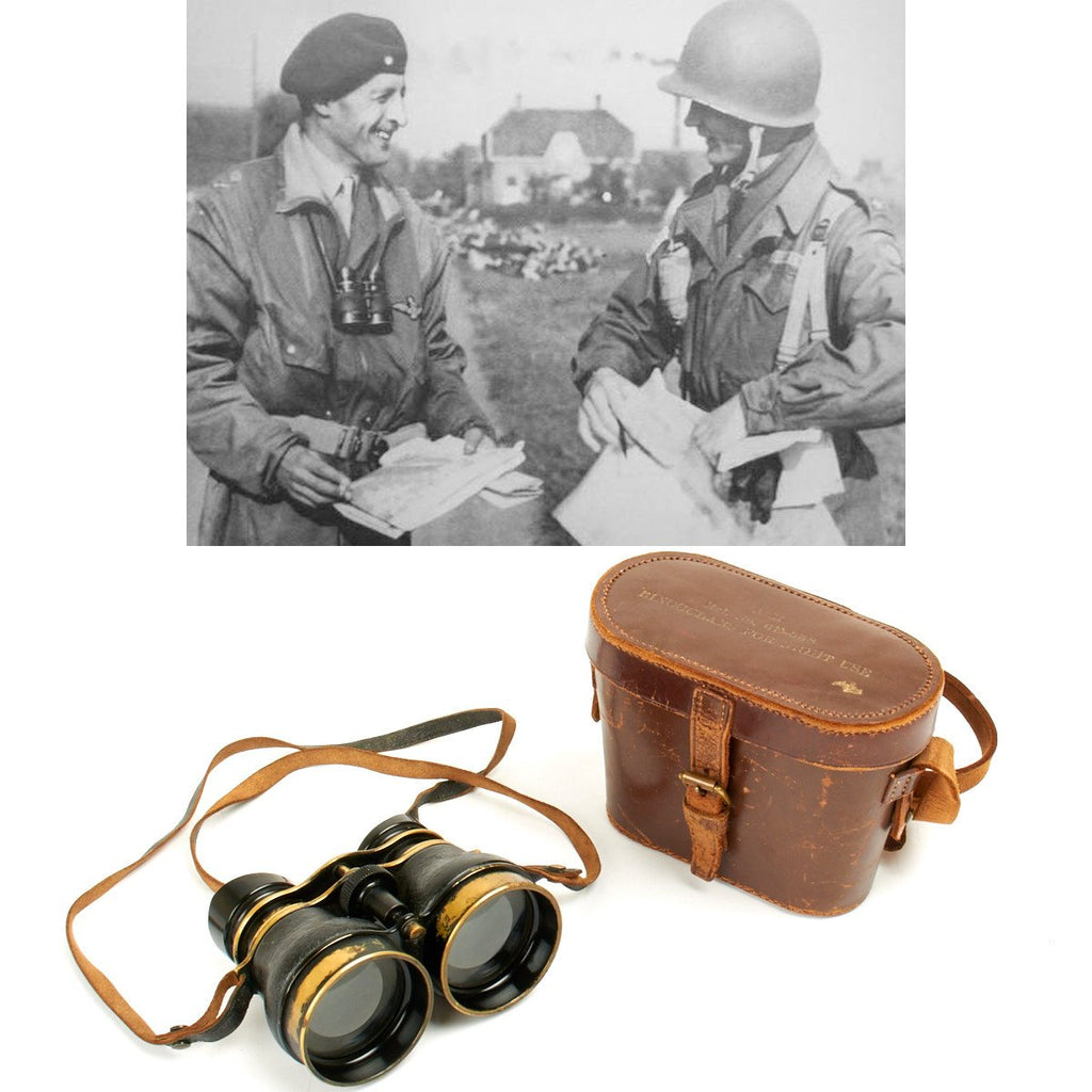 Original British WWII Husun Pilot 6E-338 Night Use Binoculars in Original Case Original Items