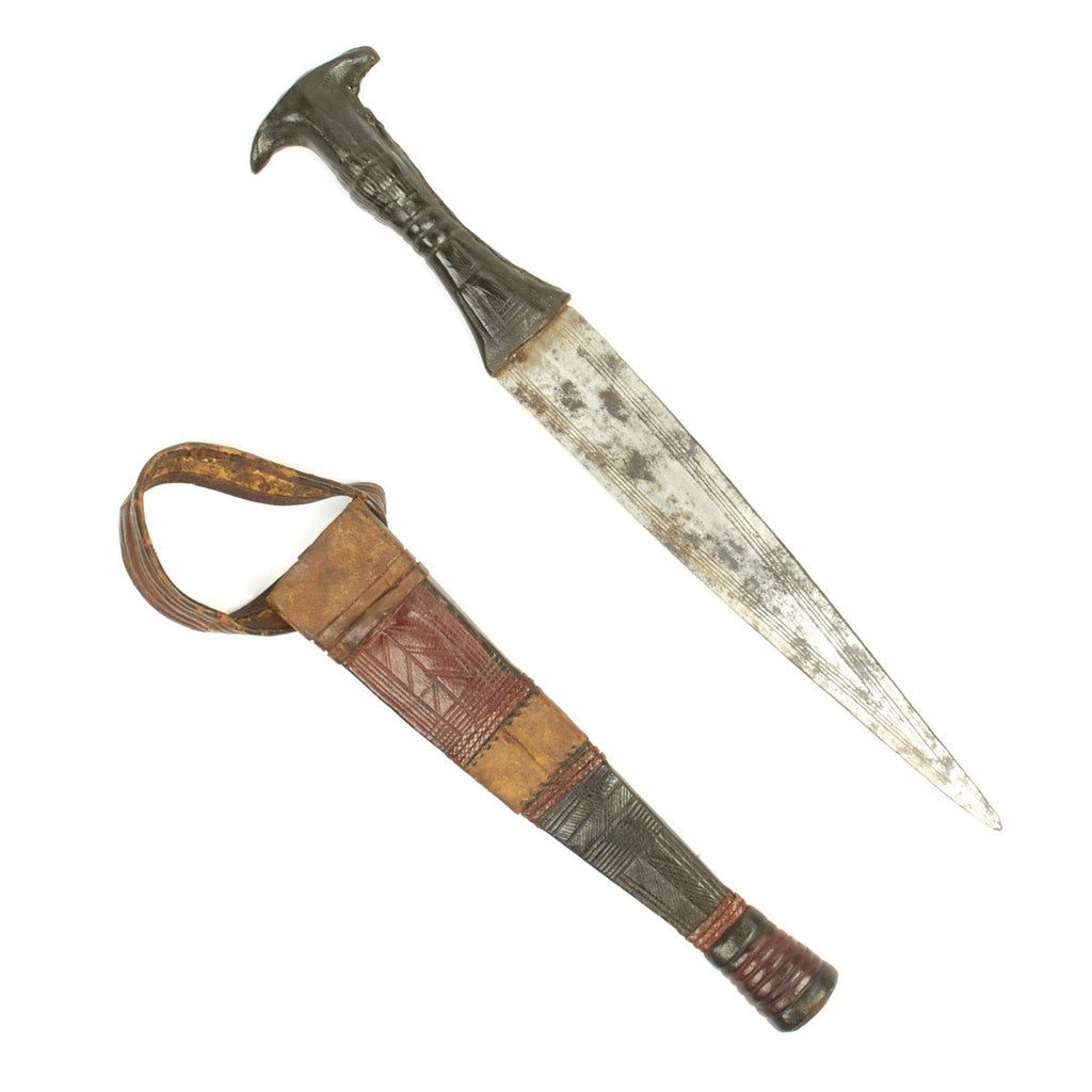 Original 1880 Sudanese Mahdi Dervish Arm Dagger with Leather Scabbard Original Items
