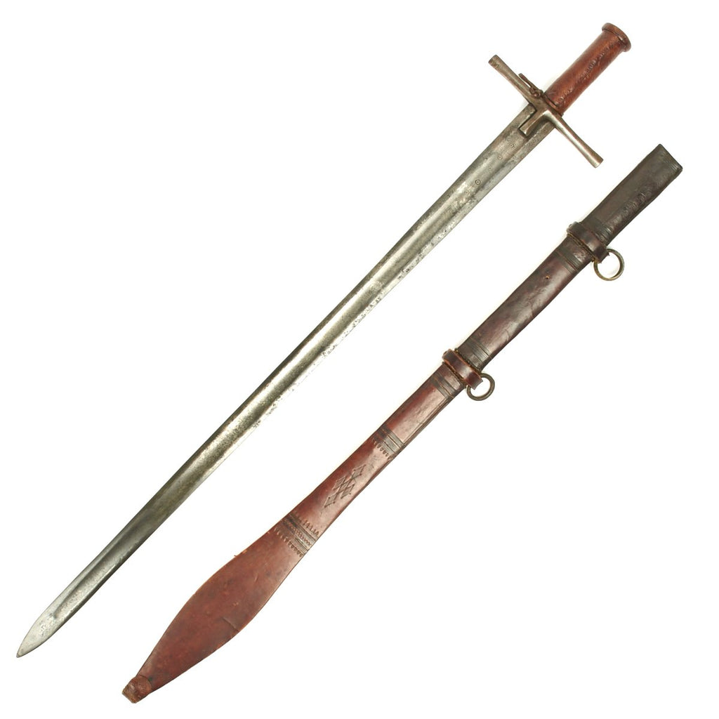 Original 1880 Victorian Era Sudanese Mahdi Broadsword Kaskara with Leather Scabbard Original Items