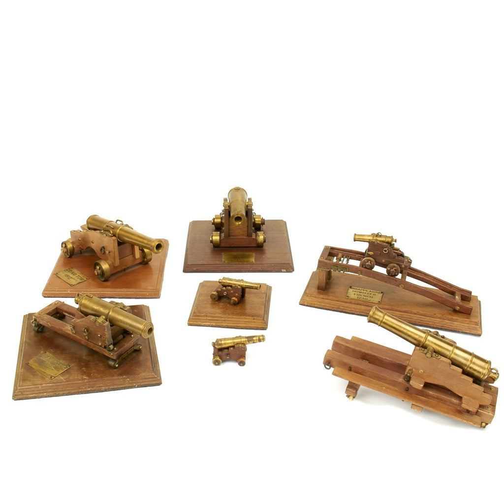French Napoleonic Model Brass Cannon Museum Collection - Seven Pieces Original Items