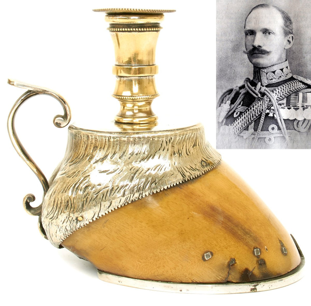Original British 1898 Battle of Omdurman 21st Lancers Named Horse Hoof Silver Candlestick Original Items