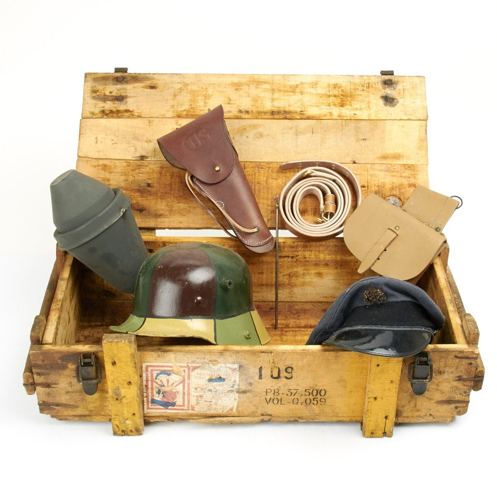 Trunk of Assorted Grade 2 Original Military Antiques and Reproductions Original Items